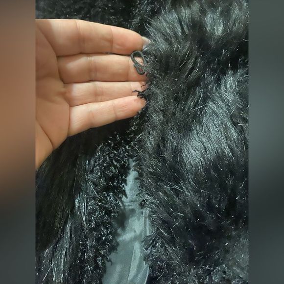 Black Faux Fur & Wool Jacket - Picture 4 of 5